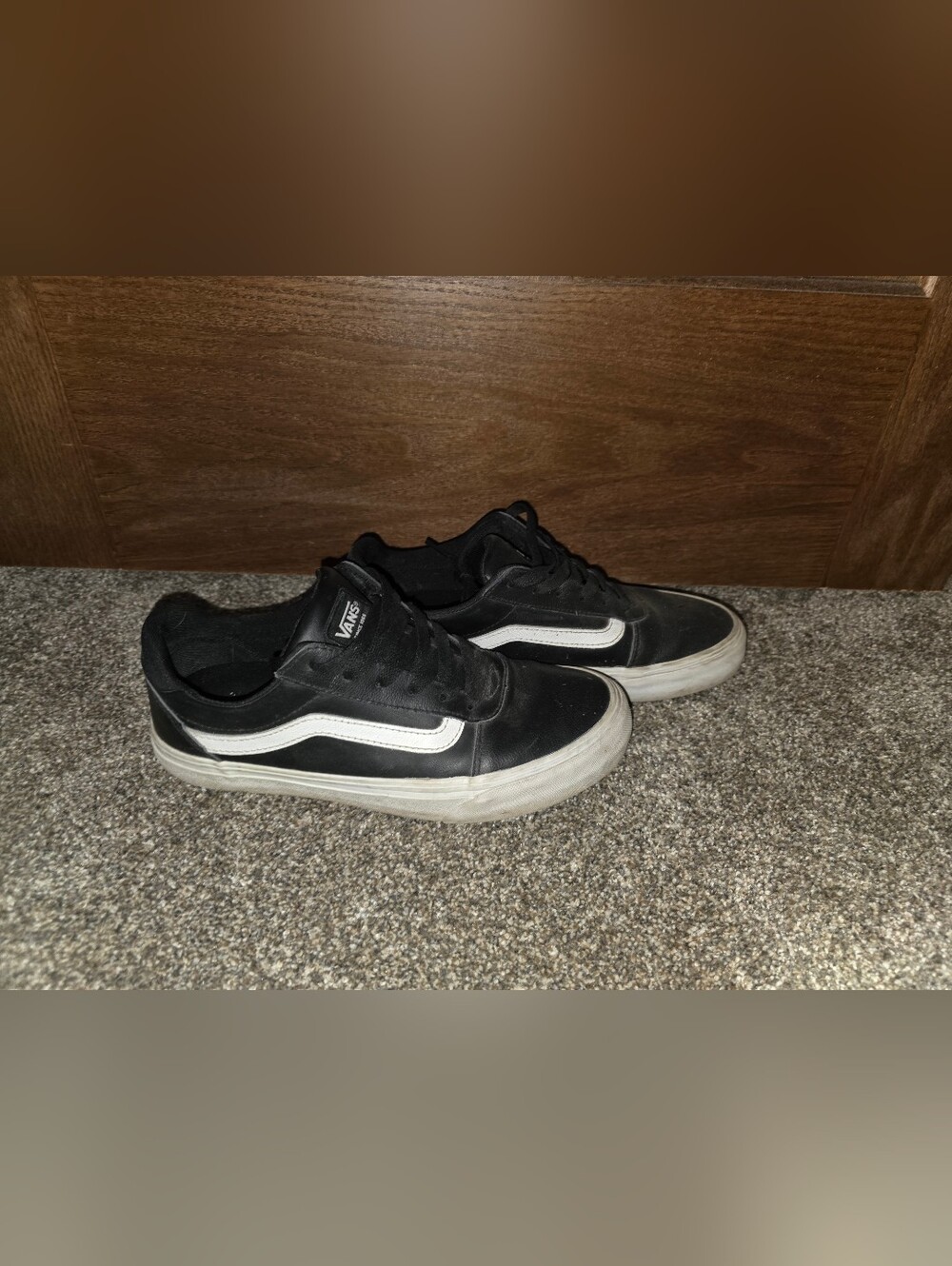 Vans Women's Black Low-Top Skate Sneakers with White Stripe